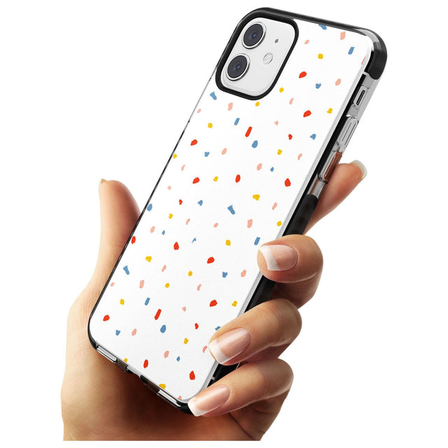 Confetti Print on Solid White Black Impact Phone Case for iPhone 11