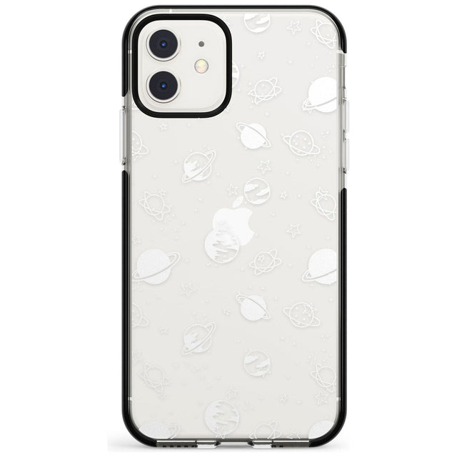 White Planets on Clear Pink Fade Impact Phone Case for iPhone 11 Pro Max