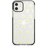 White Daisy Pattern (Clear) Black Impact Phone Case for iPhone 11