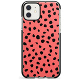 Black on Salmon Pink Dalmatian Polka Dot Spots Black Impact Phone Case for iPhone 11