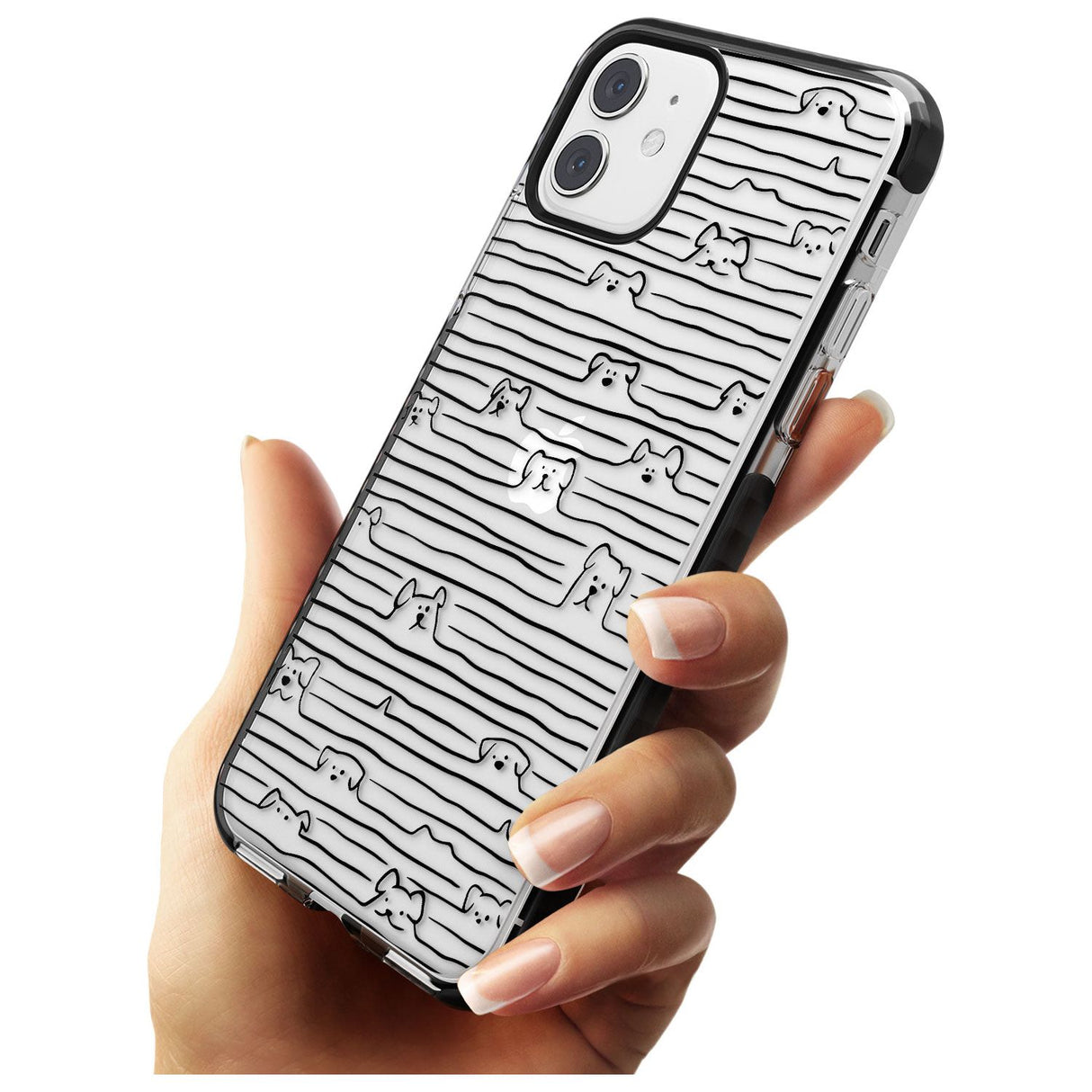 Dog Line Art - Black Black Impact Phone Case for iPhone 11