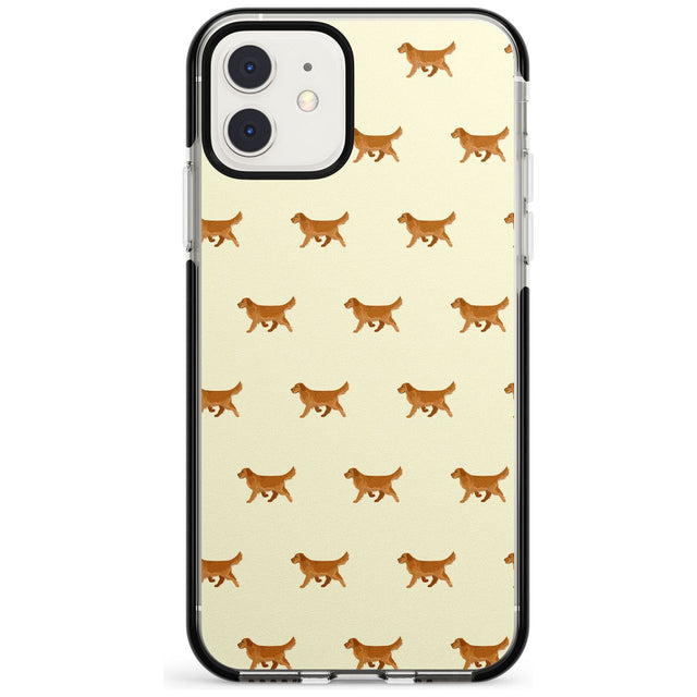 Golden Retriever Dog Pattern Phone Case iPhone 11 / Black Impact Case,iPhone 12 Mini / Black Impact Case Blanc Space