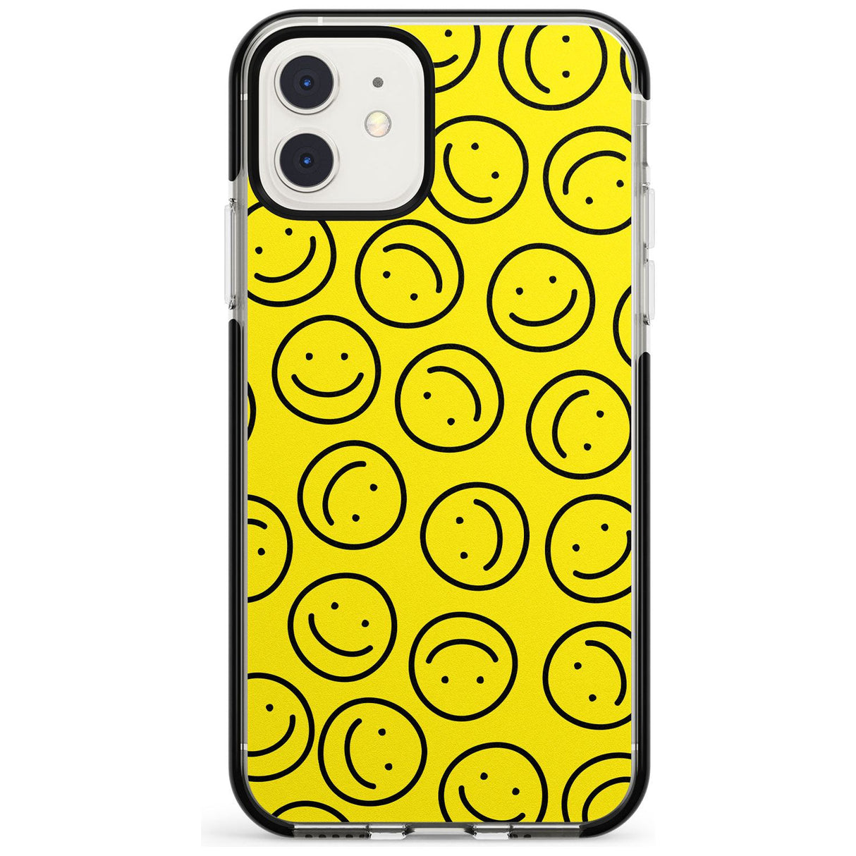 Happy Face Pattern iPhone Case  Black Impact Phone Case - Case Warehouse