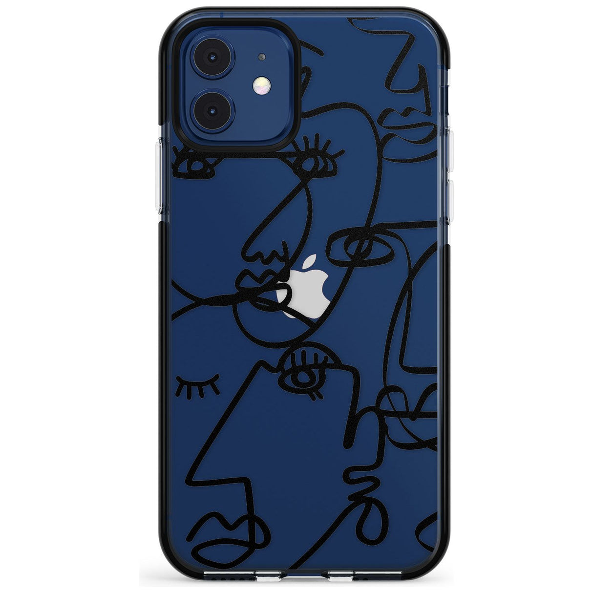 Continuous Line Faces: Black on Clear Pink Fade Impact Phone Case for iPhone 11 Pro Max