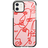 Continuous Line Faces: Red on Pink Pink Fade Impact Phone Case for iPhone 11 Pro Max