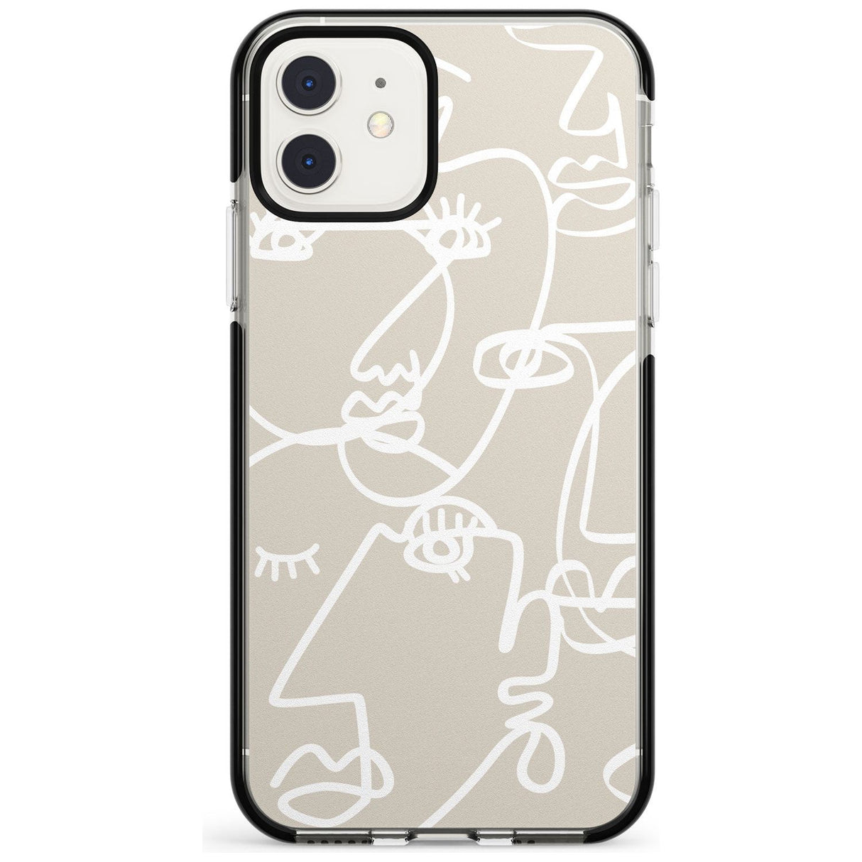 Continuous Line Faces: White on Beige Pink Fade Impact Phone Case for iPhone 11 Pro Max