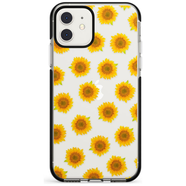 Sunflowers Transparent Pattern Black Impact Phone Case for iPhone 11