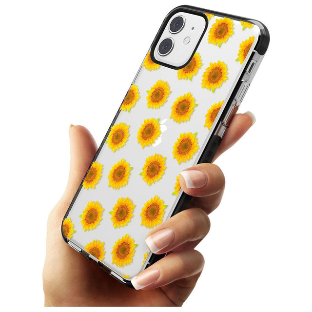 Sunflowers Transparent Pattern Black Impact Phone Case for iPhone 11