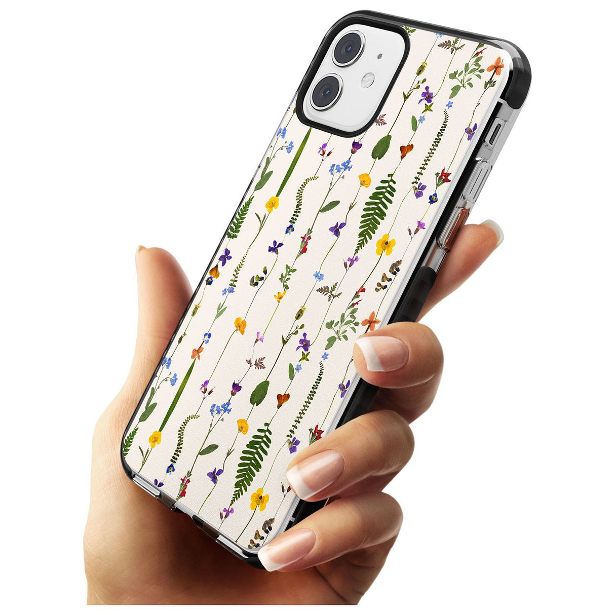 Wildflower Chain Design - Cream Black Impact Phone Case for iPhone 11
