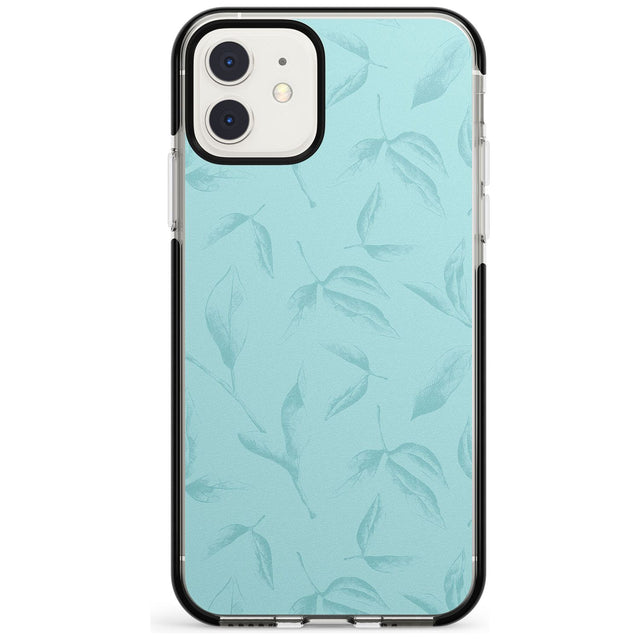 Blue Leaves Vintage Botanical Black Impact Phone Case for iPhone 11