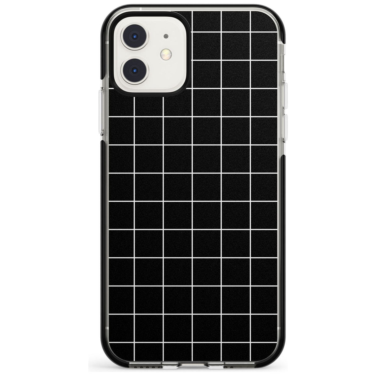 Simplistic Large Grid Pattern Black Black Impact Phone Case for iPhone 11