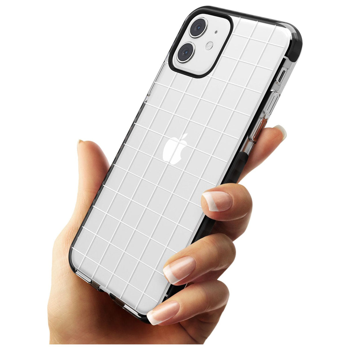 Simplistic Large Grid Pattern White (Transparent) Black Impact Phone Case for iPhone 11