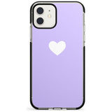 Single Heart White & Pale Purple Black Impact Phone Case for iPhone 11