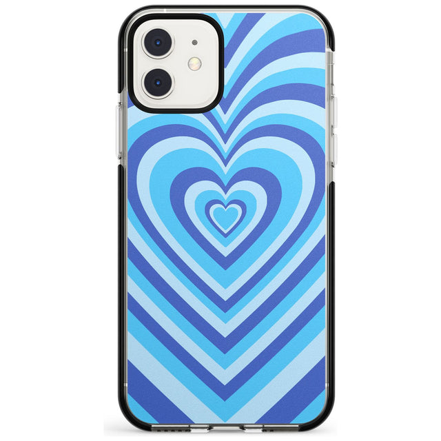 Blue Heart Illusion Black Impact Phone Case for iPhone 11 Pro Max