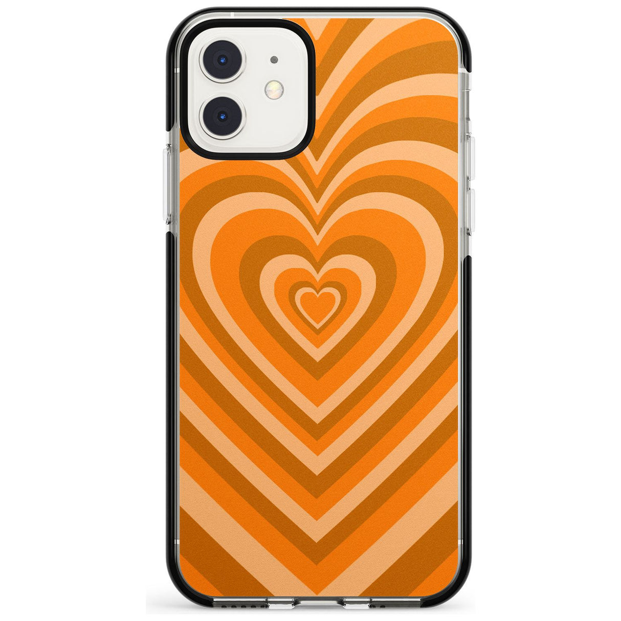 Orange Heart Illusion Black Impact Phone Case for iPhone 11 Pro Max