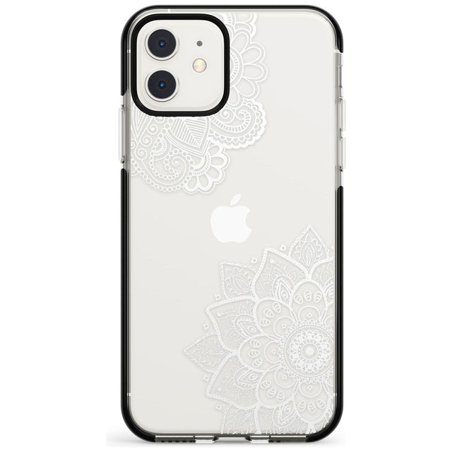 White Henna Florals Black Impact Phone Case for iPhone 11 Pro Max