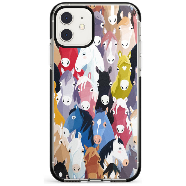 Colourful Horse Pattern Black Impact Phone Case for iPhone 11 Pro Max