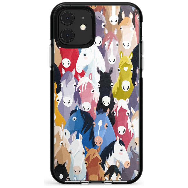 Colourful Horse Pattern Black Impact Phone Case for iPhone 11 Pro Max