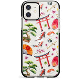 Mixed Japanese Watercolour Pattern iPhone Case  Black Impact Phone Case - Case Warehouse