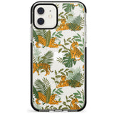 ClearTiger & Fern Jungle Cat Pattern Black Impact Phone Case for iPhone 11