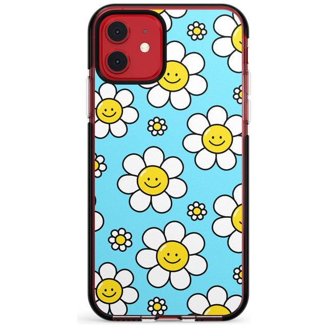 Daisy Faces Kawaii Pattern Black Impact Phone Case for iPhone 11 Pro Max