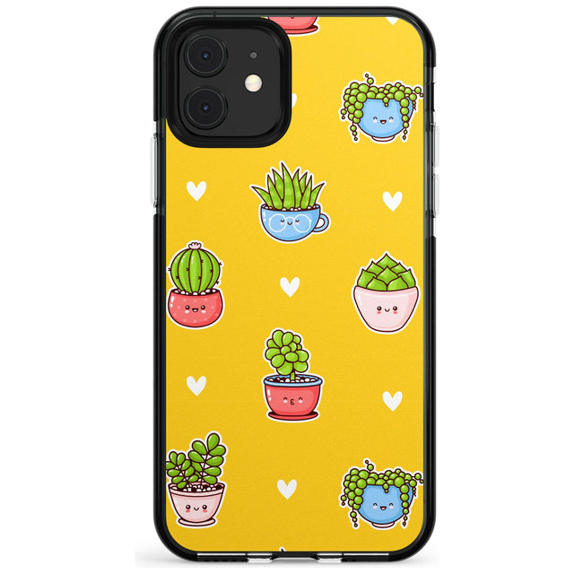 Plant Faces Kawaii Pattern Black Impact Phone Case for iPhone 11 Pro Max