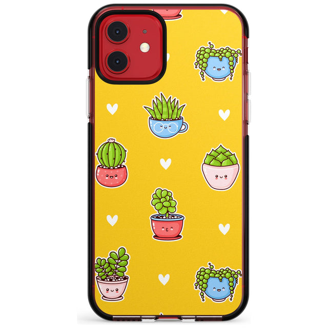 Plant Faces Kawaii Pattern Black Impact Phone Case for iPhone 11 Pro Max