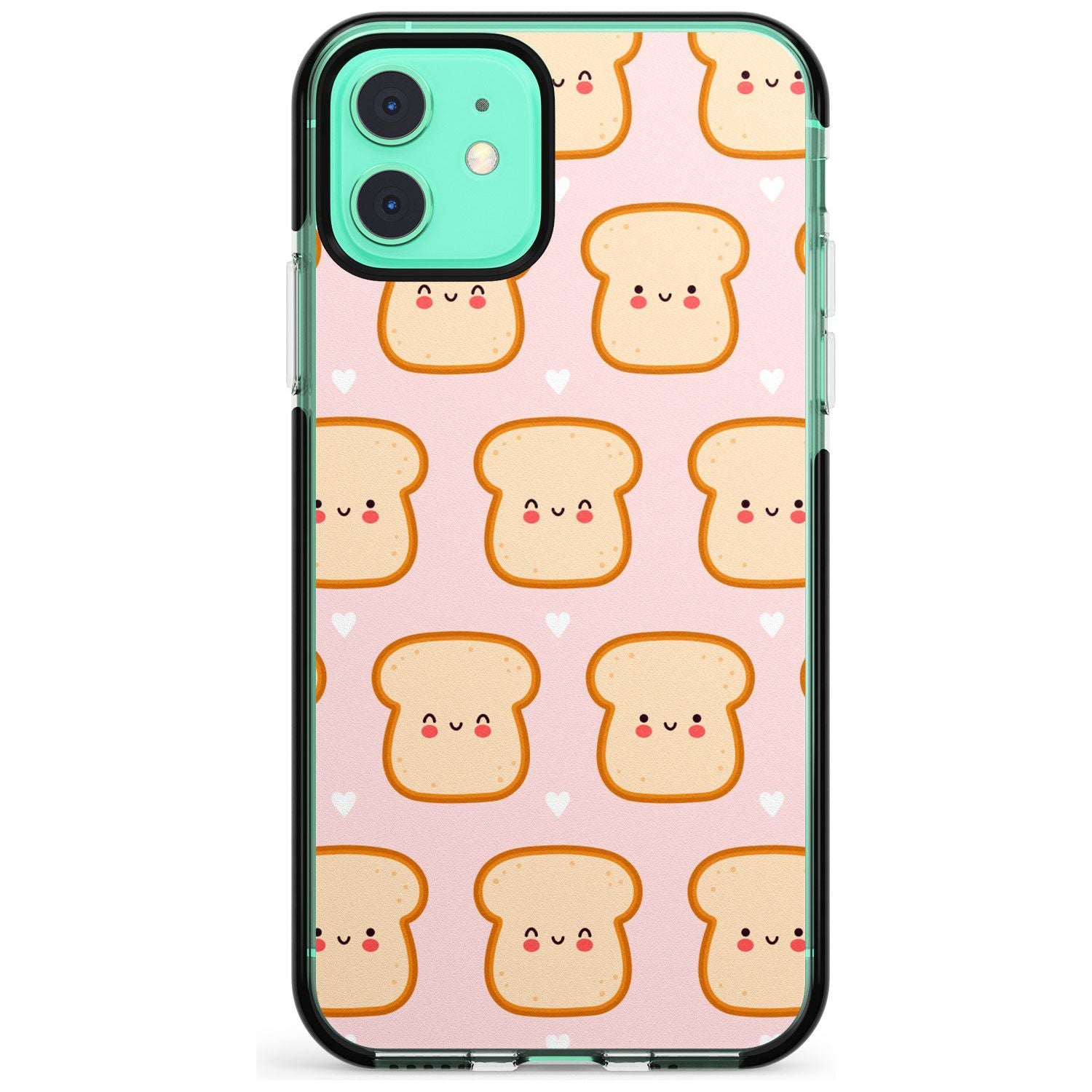 Bread Faces Kawaii Pattern Black Impact Phone Case for iPhone 11 Pro Max