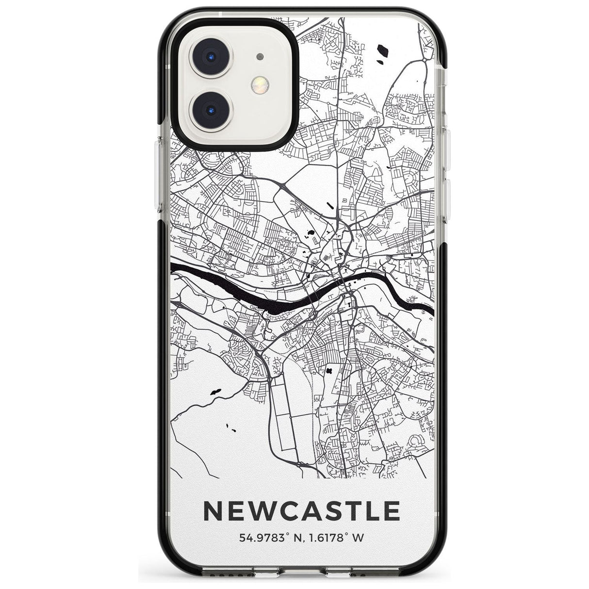 Map of Newcastle, England Black Impact Phone Case for iPhone 11