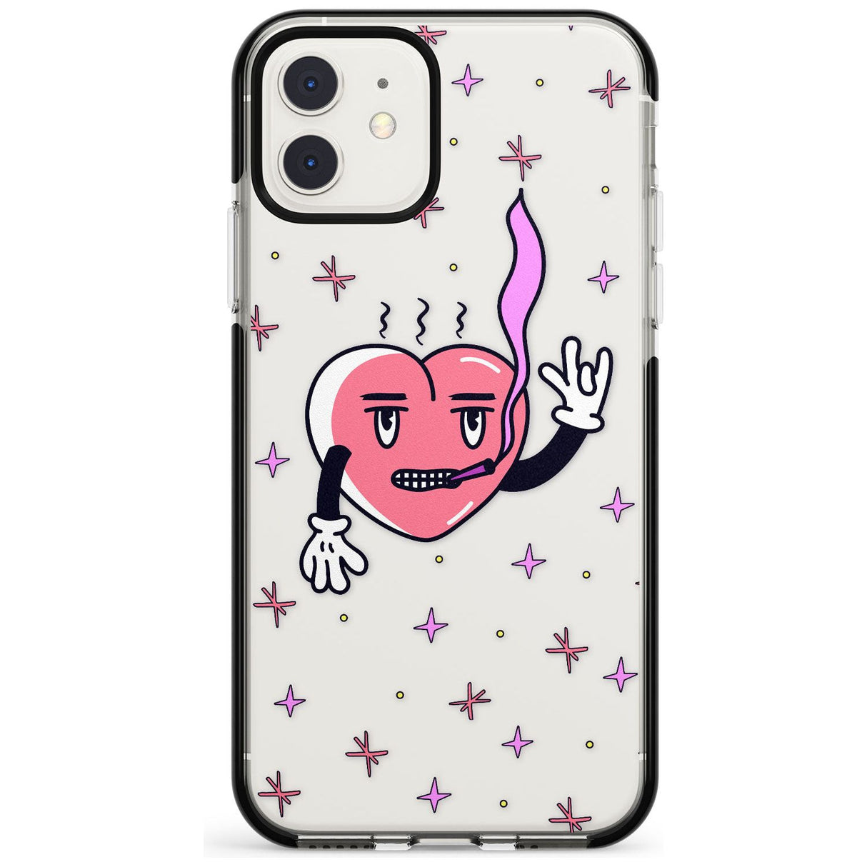 Rock n Roll Heart (Clear) Black Impact Phone Case for iPhone 11