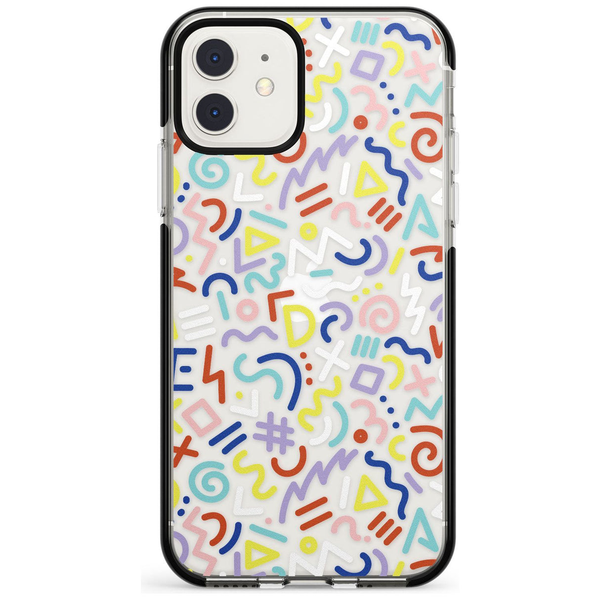 Colourful Mixed Shapes Retro Pattern Design Black Impact Phone Case for iPhone 11