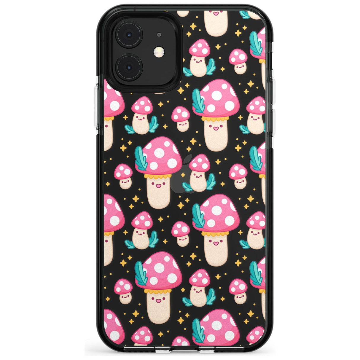 Cute Mushrooms Pattern Black Impact Phone Case for iPhone 11 Pro Max