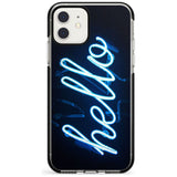 "Hello" Blue Cursive Neon Sign Black Impact Phone Case for iPhone 11