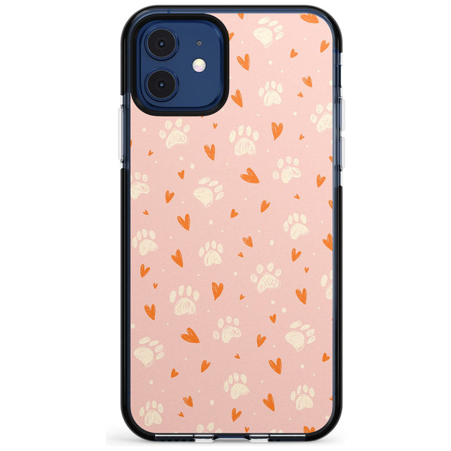 Paws & Hearts Pattern Pink Fade Impact Phone Case for iPhone 11 Pro Max