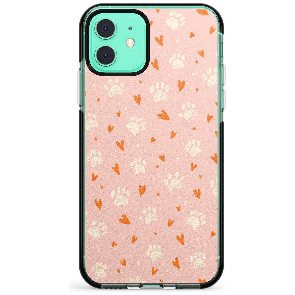 Paws & Hearts Pattern Pink Fade Impact Phone Case for iPhone 11 Pro Max