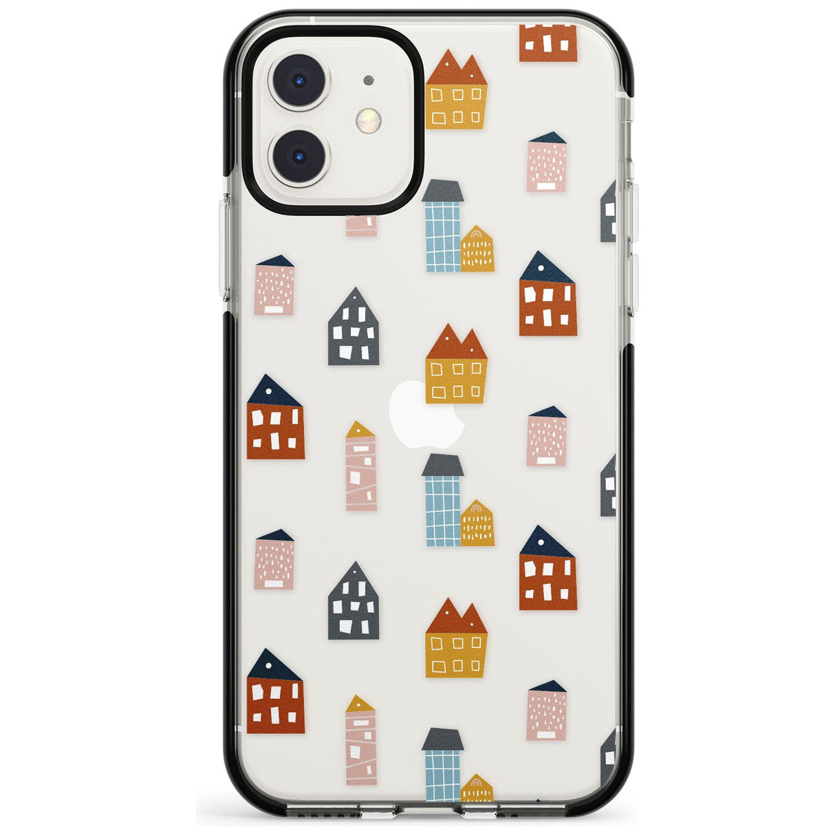 Cute Scandinavian Buildings Black Impact Phone Case for iPhone 11