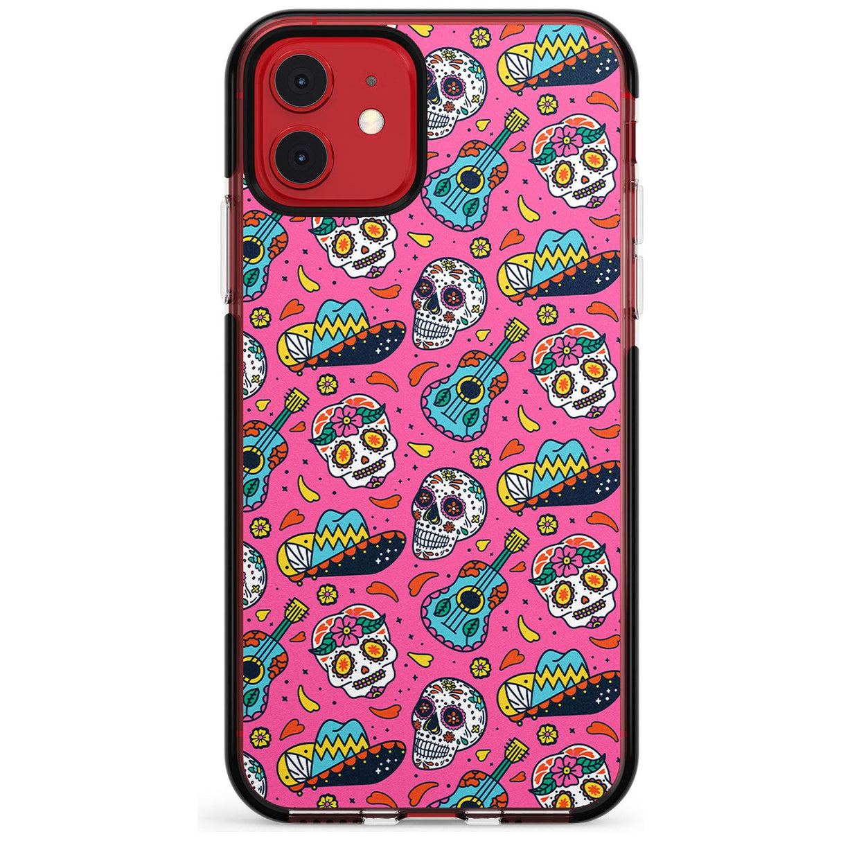 Pink Day of The Dead Pattern Black Impact Phone Case for iPhone 11 Pro Max