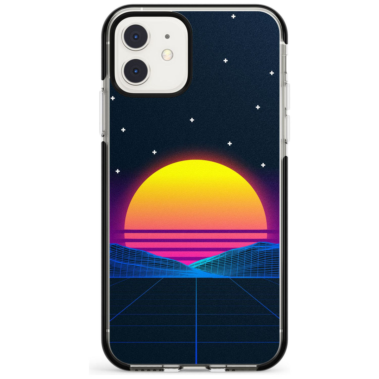 Retro Sunset Vaporwave Black Impact Phone Case for iPhone 11 Pro Max