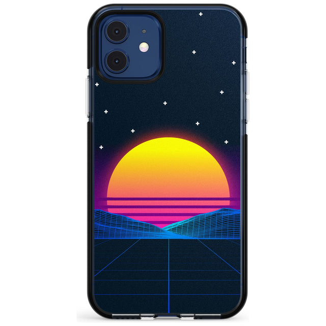 Retro Sunset Vaporwave Black Impact Phone Case for iPhone 11 Pro Max