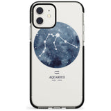 Aquarius Zodiac Transparent Design - Blue Black Impact Phone Case for iPhone 11