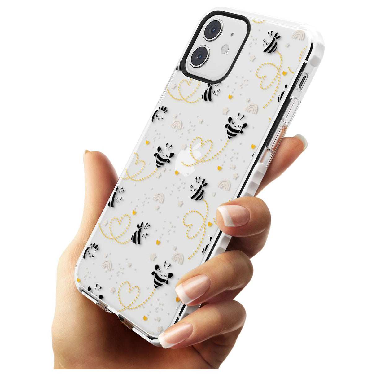 Sweet as Honey Patterns: Bees & Hearts (Clear) Impact Phone Case for iPhone 11