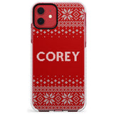 Personalised Red Christmas Knitted Jumper Impact Phone Case for iPhone 11