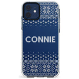 Personalised Blue Christmas Knitted Jumper Impact Phone Case for iPhone 11