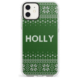 Personalised Green Christmas Knitted Jumper Impact Phone Case for iPhone 11