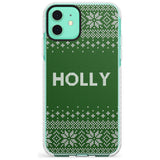 Personalised Green Christmas Knitted Jumper Impact Phone Case for iPhone 11