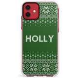 Personalised Green Christmas Knitted Jumper Impact Phone Case for iPhone 11