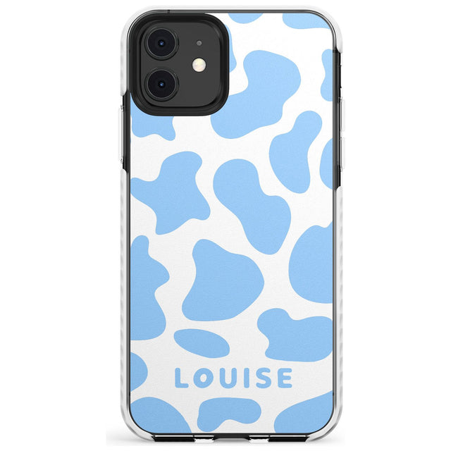 Personalised Blue and White Cow Print Impact Phone Case for iPhone 11