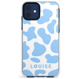 Personalised Blue and White Cow Print Impact Phone Case for iPhone 11