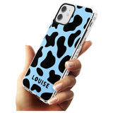 Personalised Blue and Black Cow Print Impact Phone Case for iPhone 11