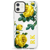 Custom Clear Vintage Floral Yellow Roses Impact Phone Case for iPhone 11